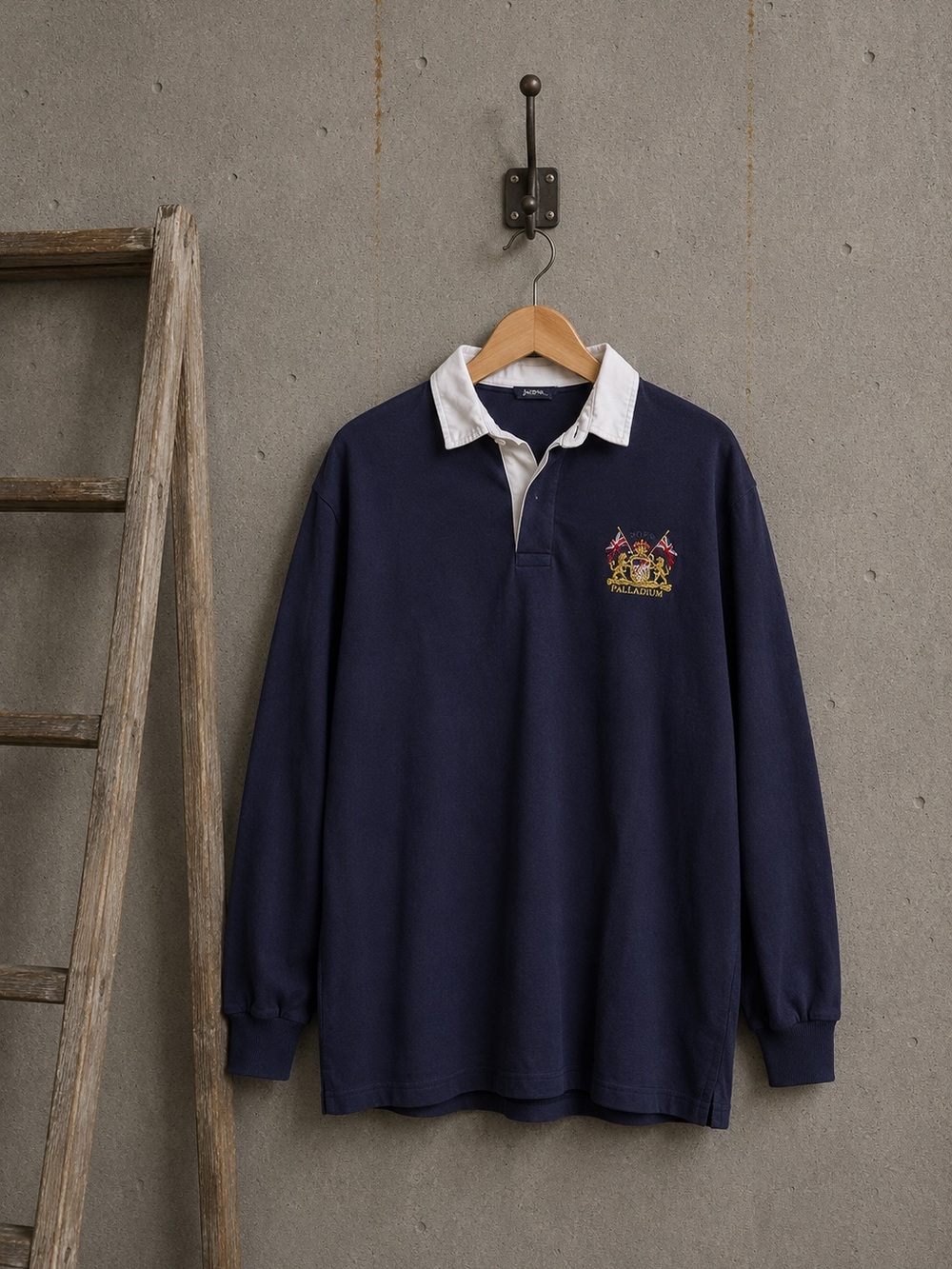 Vintage Made In England Rugby Shirt SOFR Palladium Embroidered Navy Pullover‎